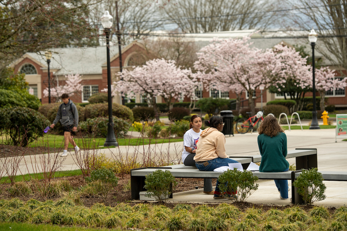 Students on Linfield's campus